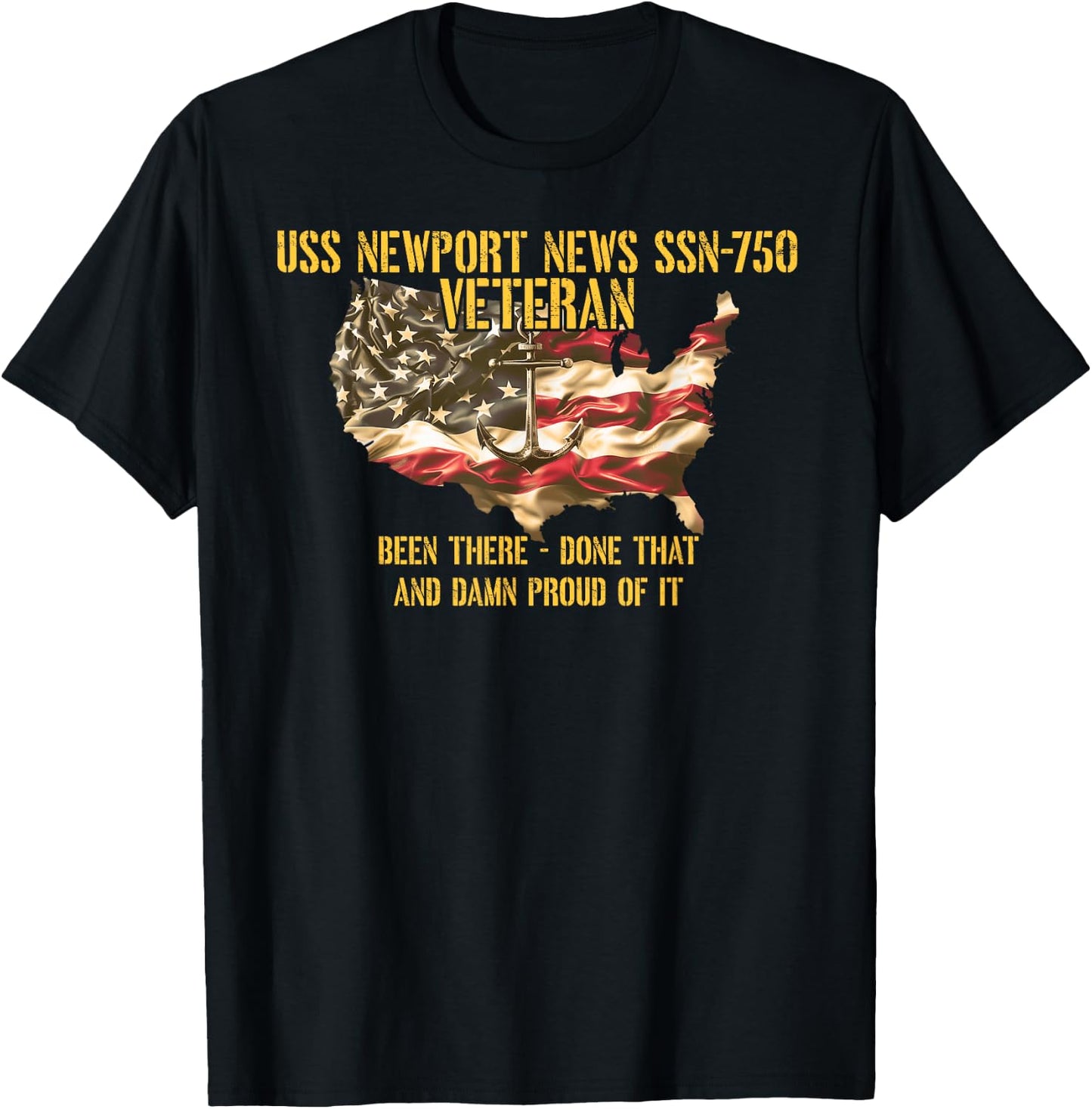 Vintage USS Newport News SSN-750 Attack Submarine Veteran T-Shirt - T-Shirt | Black