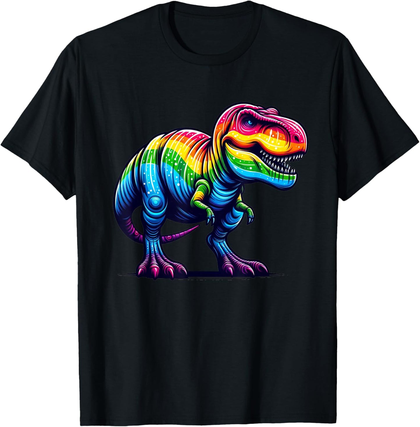 Rainbow T-Rex Dinosaur Lovers Tyrannosaurus Rex Rainbow T-Shirt - T-Shirt | Black