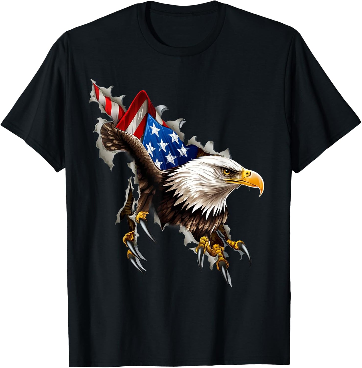 Eagle Flag American USA Patriotic 4th of July Bald Eagle T-Shirt - T-Shirt | Black
