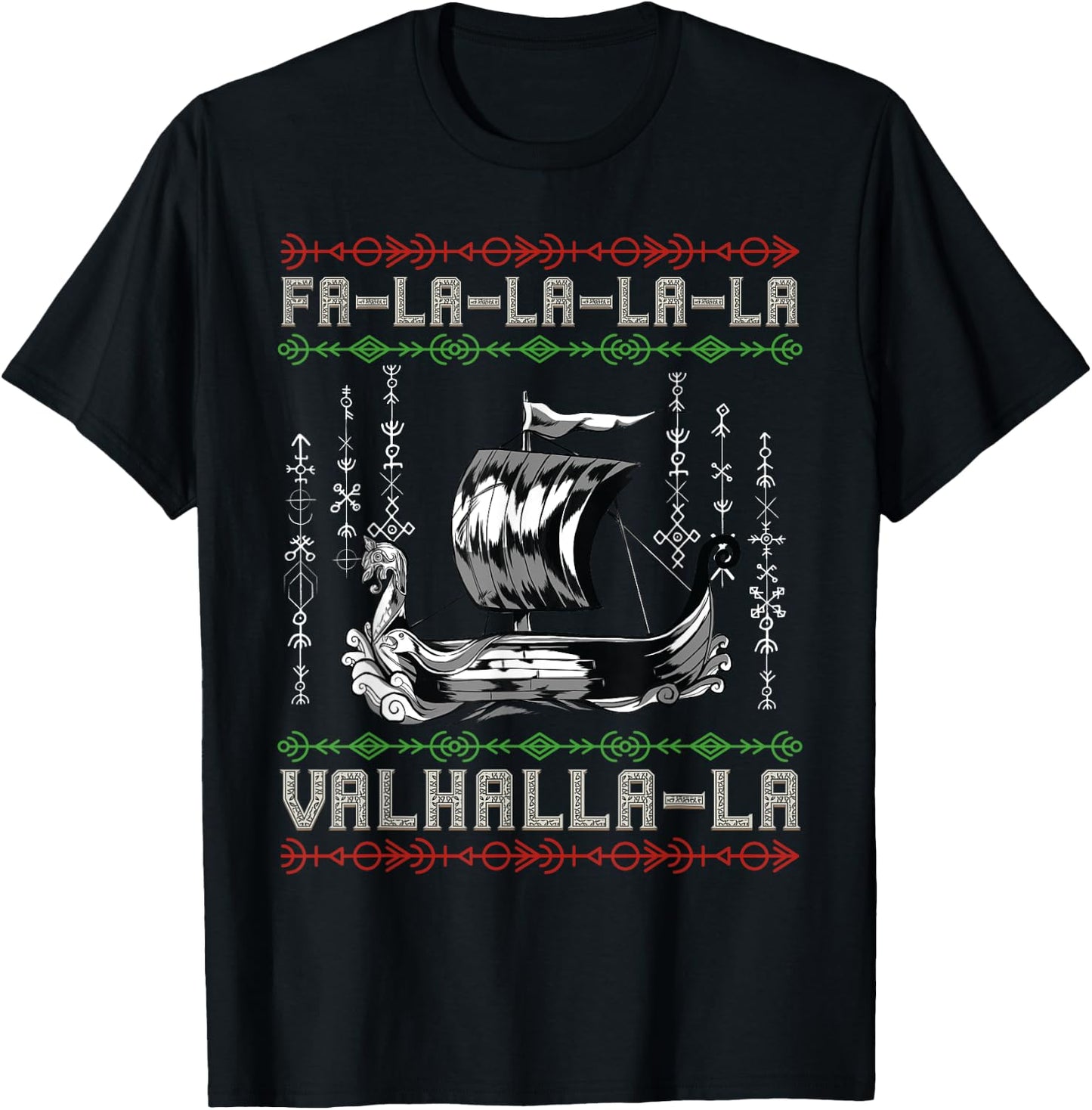 Viking Pagan Christmas - Norse Ship - Viking Longship T-Shirt - T-Shirt | Black