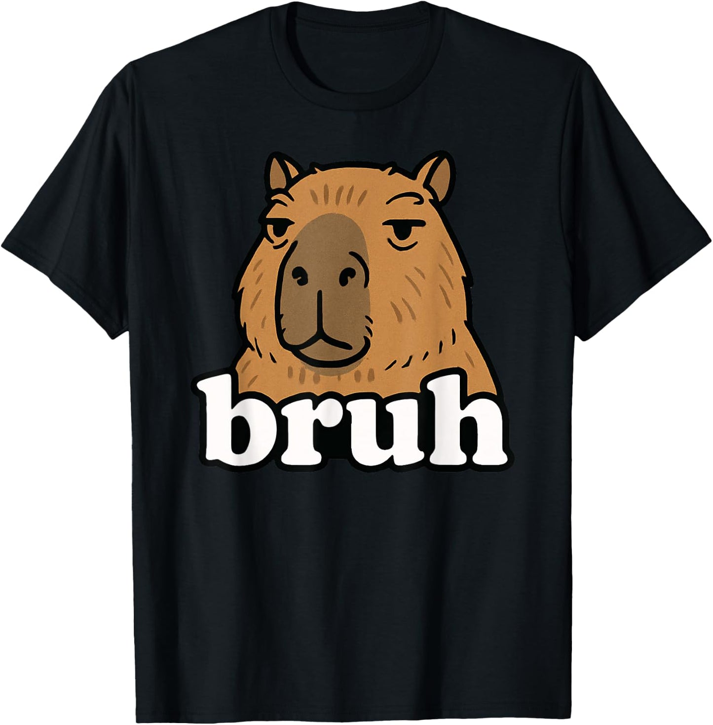 Funny Capybara Bruh Meme Humor Animal Lover Boys Girls Kids T-Shirt - T-Shirt | Black