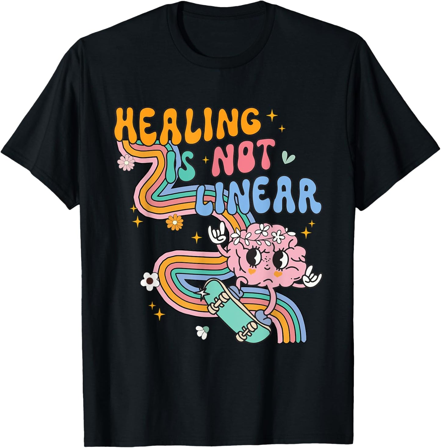 Healing Is Not Linear For Mental Health Awareness Counselor T-Shirt - T-Shirt | Black
