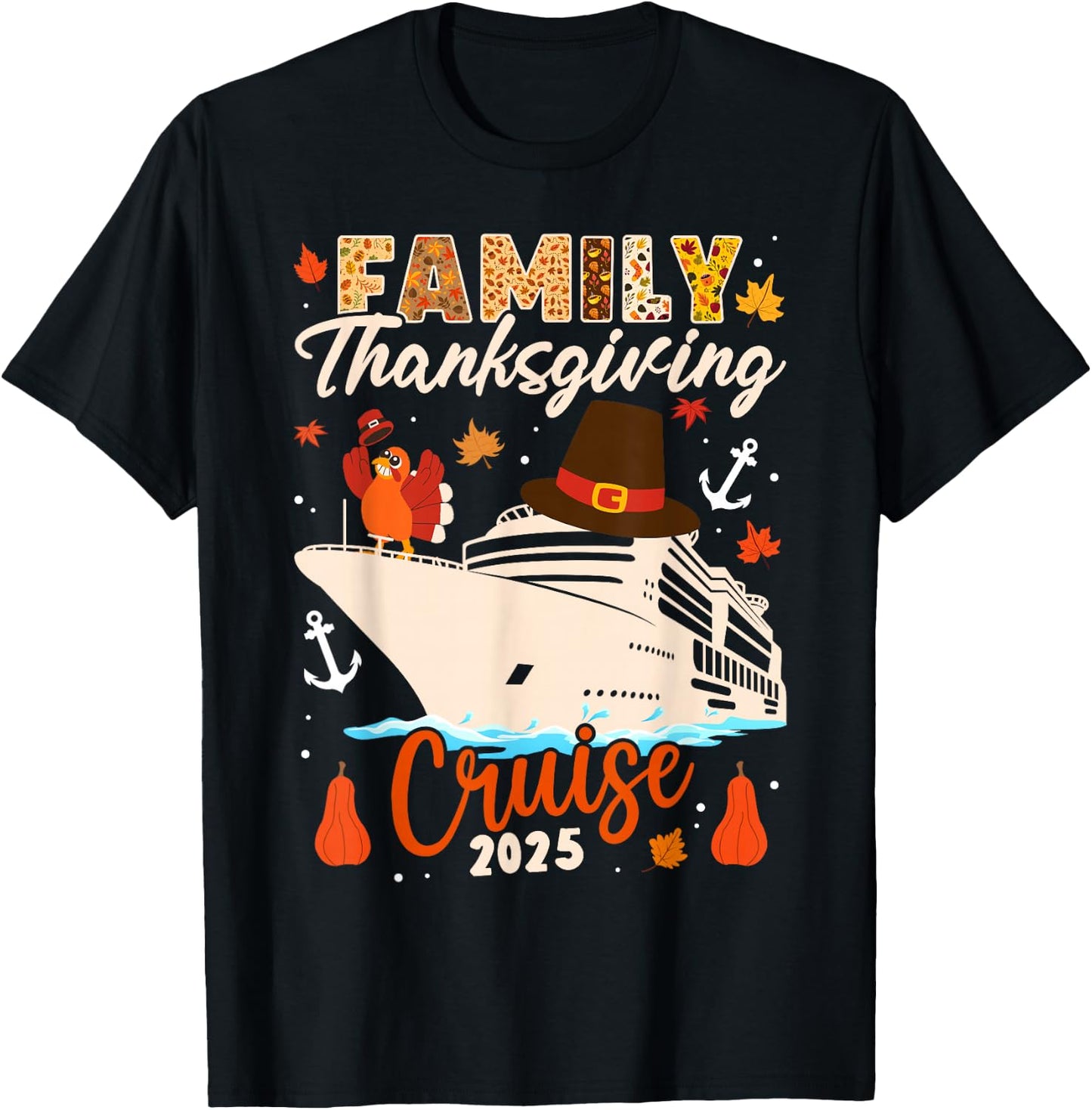 Matching Autumn Cruise Squad Family Thanksgiving Cruise 2025 T-Shirt - T-Shirt | Black