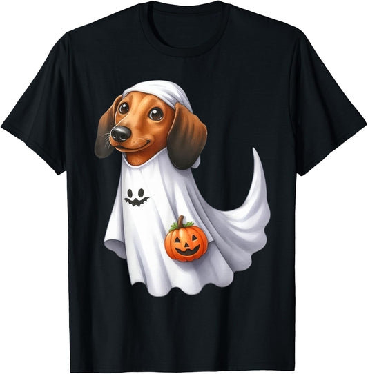 Dachshund Dog Halloween Costume Party Ghost Weiner Dog Men Women Kids T-Shirt - T-Shirt | Black