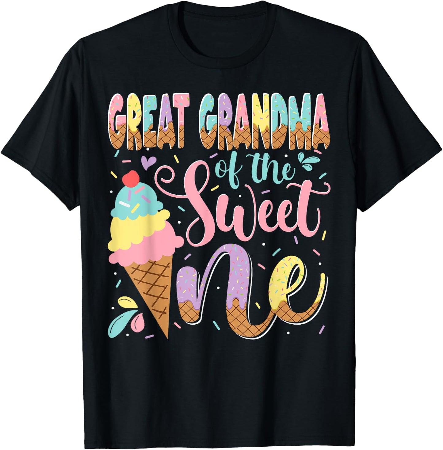 Great Grandma Of The Sweet One Ice Cream 1St Birthday Party T-Shirt - T-Shirt | Black