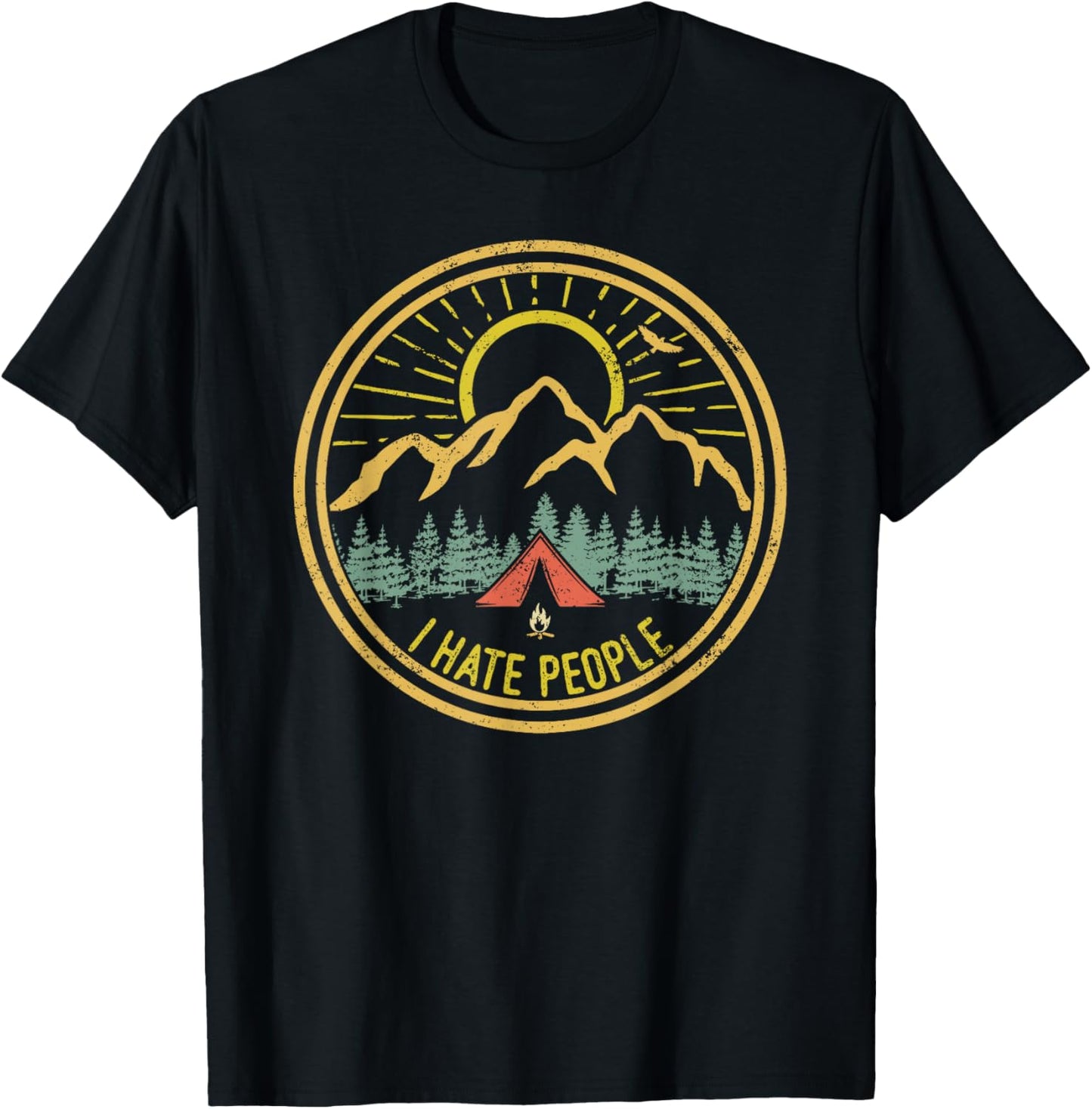 I Hate People Camping Shirt Retro Funny Camp Lovers T-Shirt - T-Shirt | Black