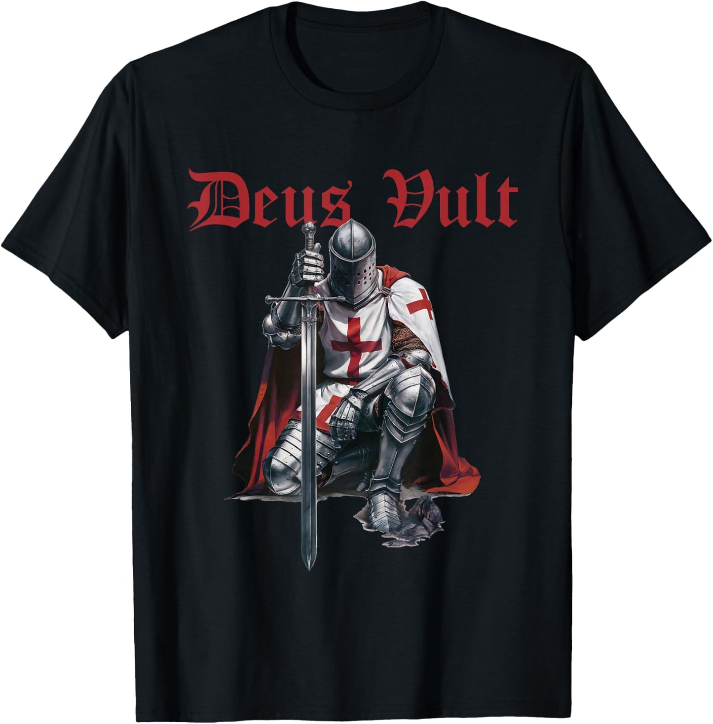 Deus Vult Knights Templar Crusades T-Shirt - T-Shirt | Black