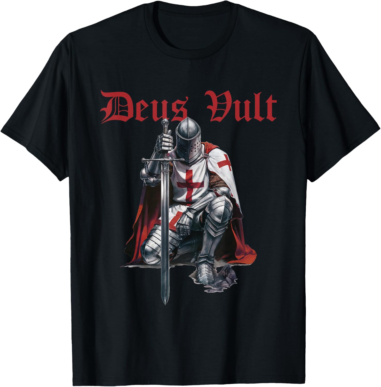 Deus Vult Knights Templar Crusades T-Shirt - T-Shirt | Black