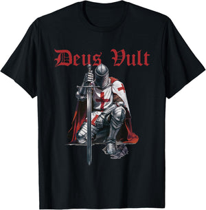Deus Vult Knights Templar Crusades T-Shirt - T-Shirt | Black