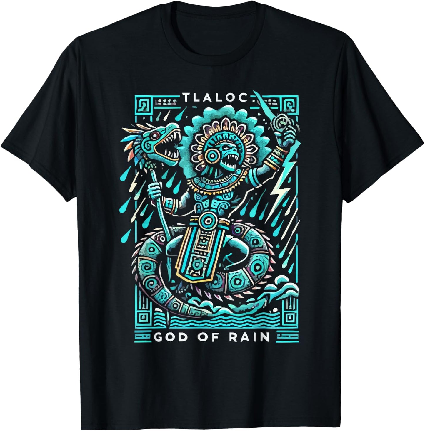 Aztec God Aztec Culture Mayan Indigenous Tlaloc Statue T-Shirt - T-Shirt | Black