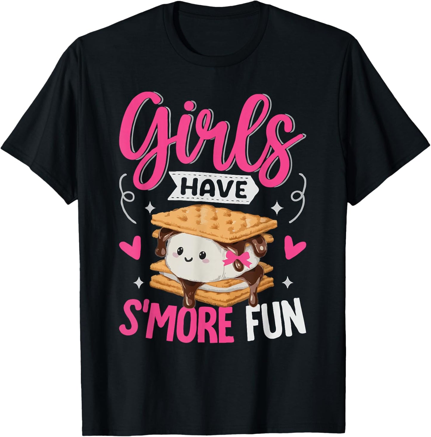 Camping Smores Girls have S'more Fun Cute Kawaii Smores T-Shirt - T-Shirt | Black