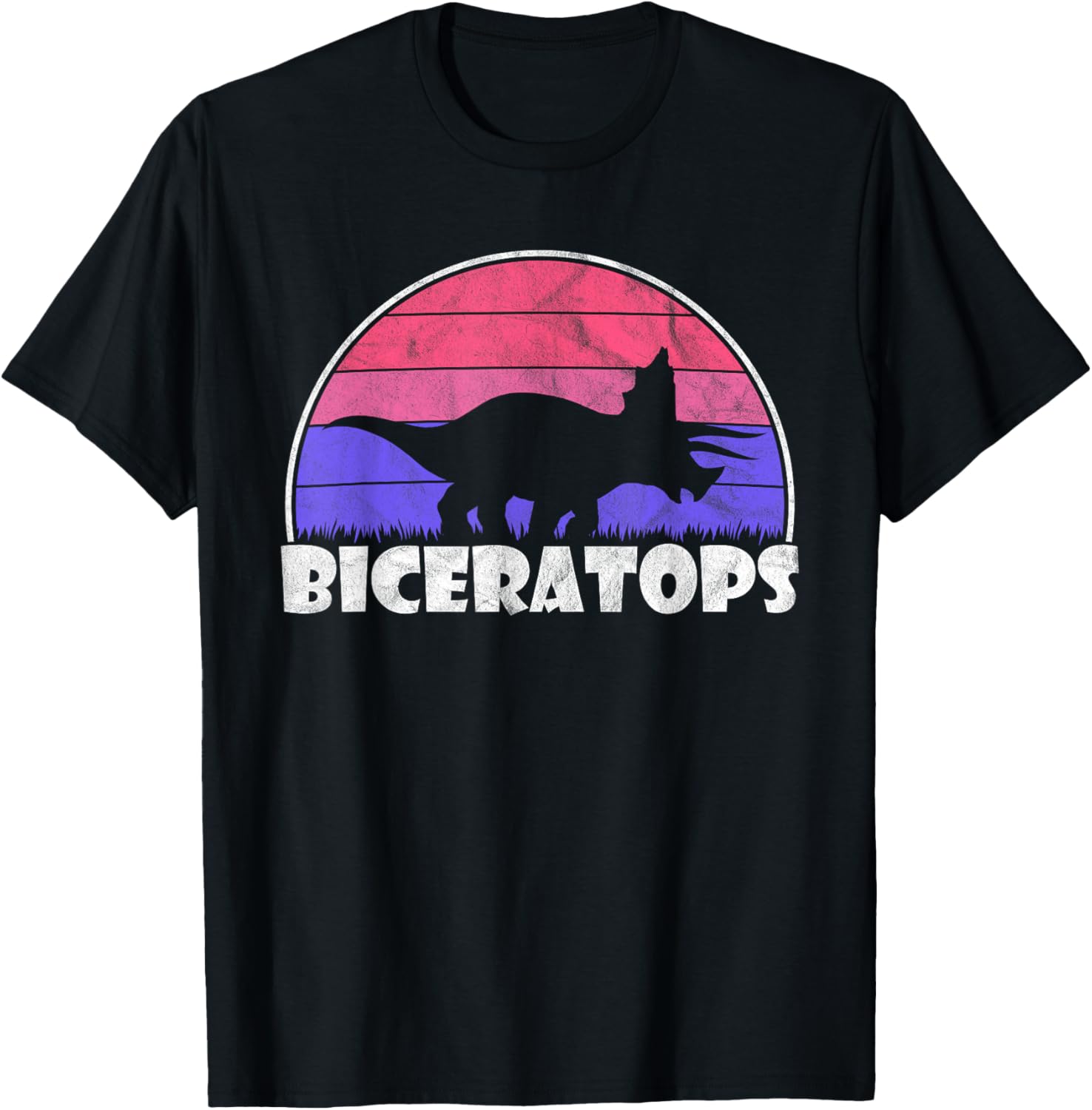 Biceratops - Gay Pride Lesbian Dinosaur Bisexual Distressed T-Shirt - T-Shirt | Black