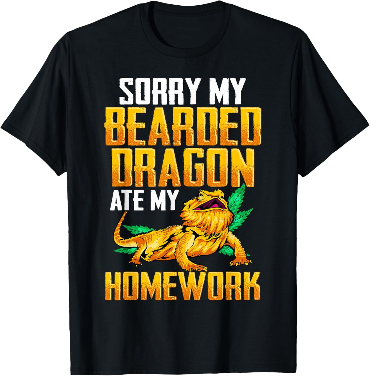My Bearded Dragon Ate My Homework Shirt Funny Bearded Dragon T-Shirt - T-Shirt | Black