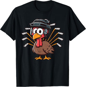 Thanksgiving Ice Hockey Turkey Day Sport Men Boys Kids Youth T-Shirt - T-Shirt | Black