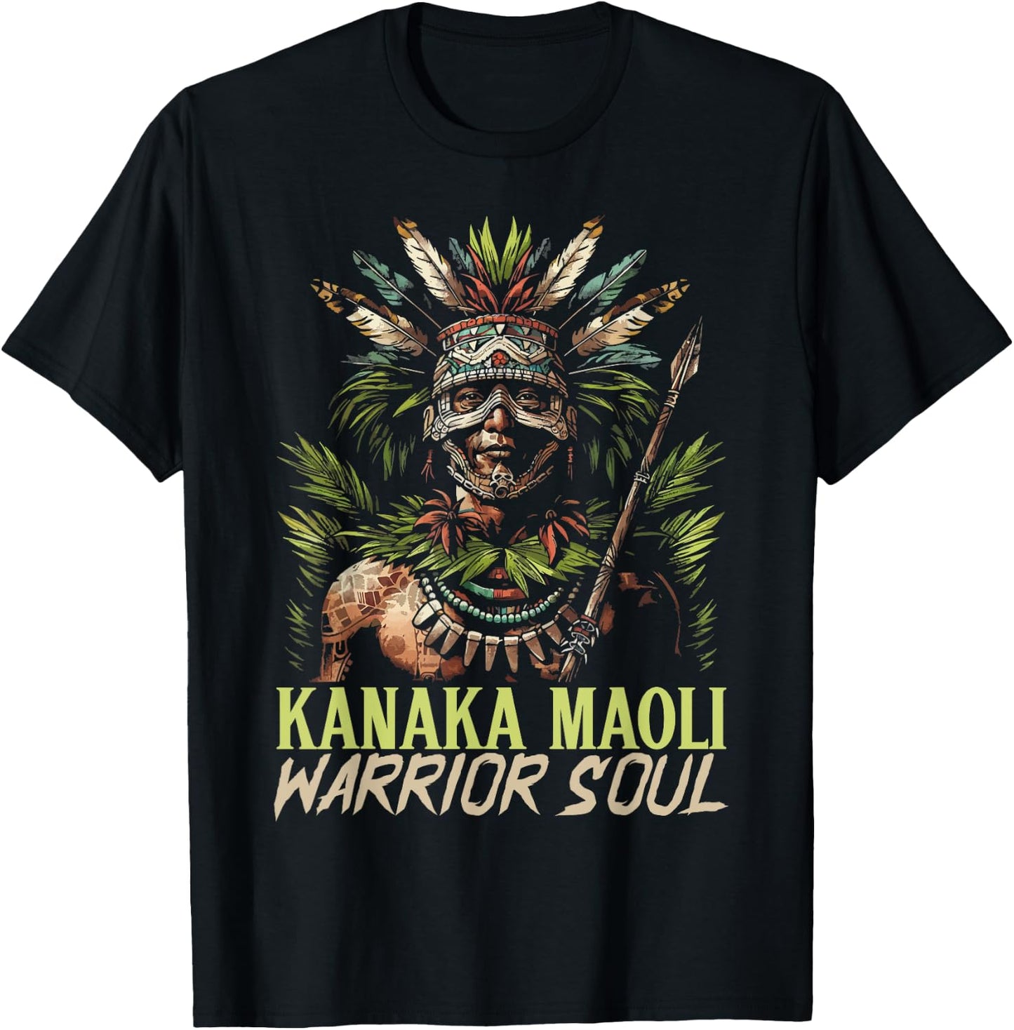 Kanaka Maoli Warrior Native Hawaiian Islands Hawaii Flag T-Shirt - T-Shirt | Black