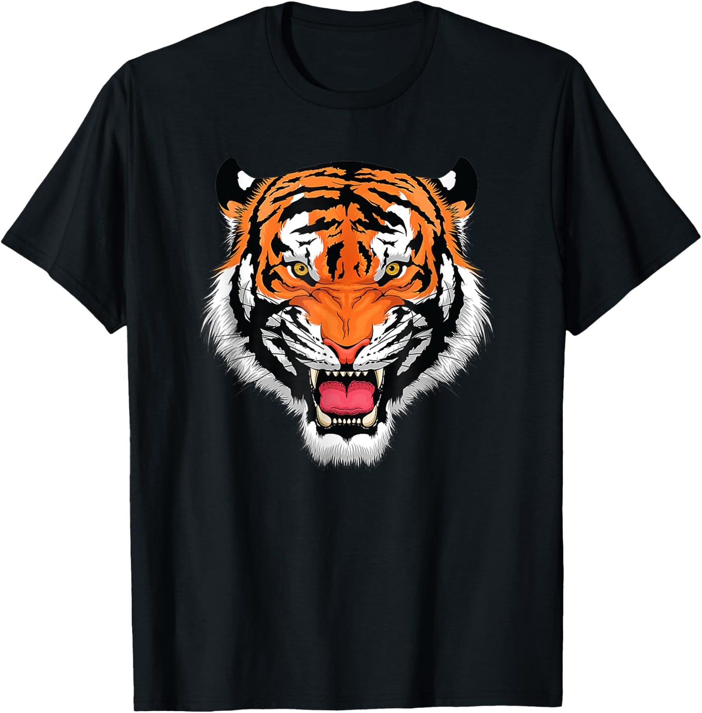 Growling Bengal Tiger Fearless Face T-Shirt - T-Shirt | Black