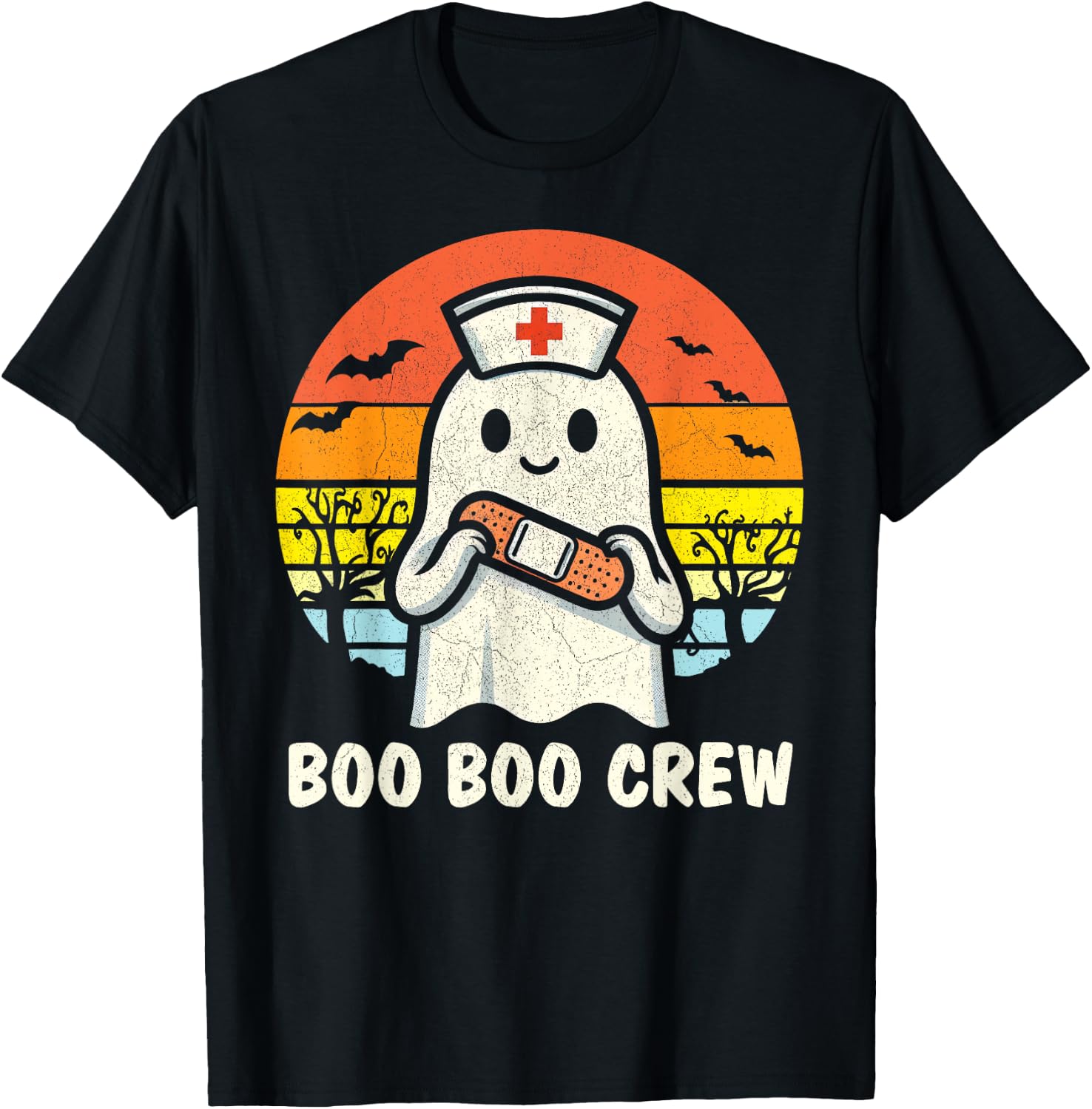 Boo Boo Crew Halloween Nurse Shirts Women Ghost Halloween T-Shirt - T-Shirt | Black