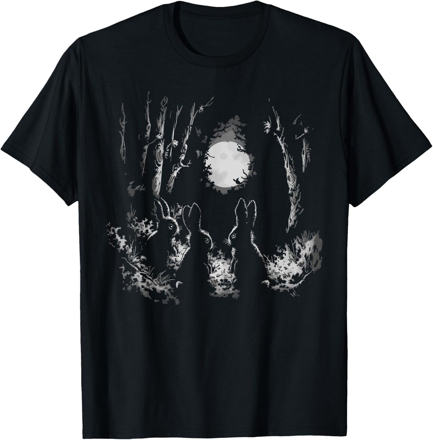 Bunny Rabbits Alt Goth Dark Grunge Creepy Cute Horror Forest T-Shirt - T-Shirt | Black