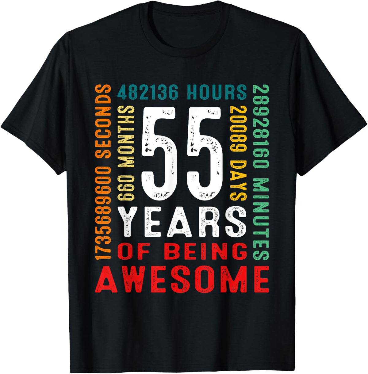 55 Years Old Vintage Retro 55th Birthday Gifts 660 Months T-Shirt - T-Shirt | Black