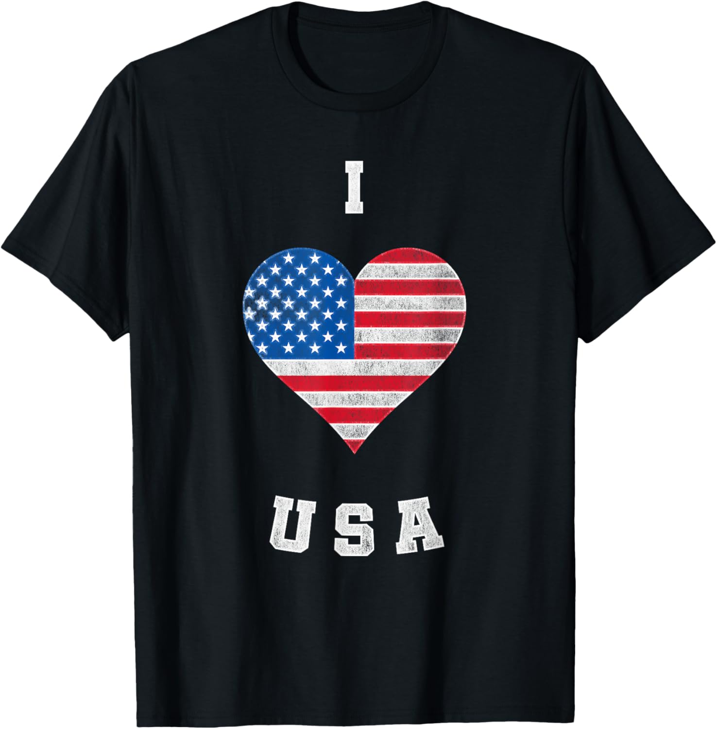 I Heart USA, I Love USA, America Patriotic 4th July T-Shirt - T-Shirt | Black