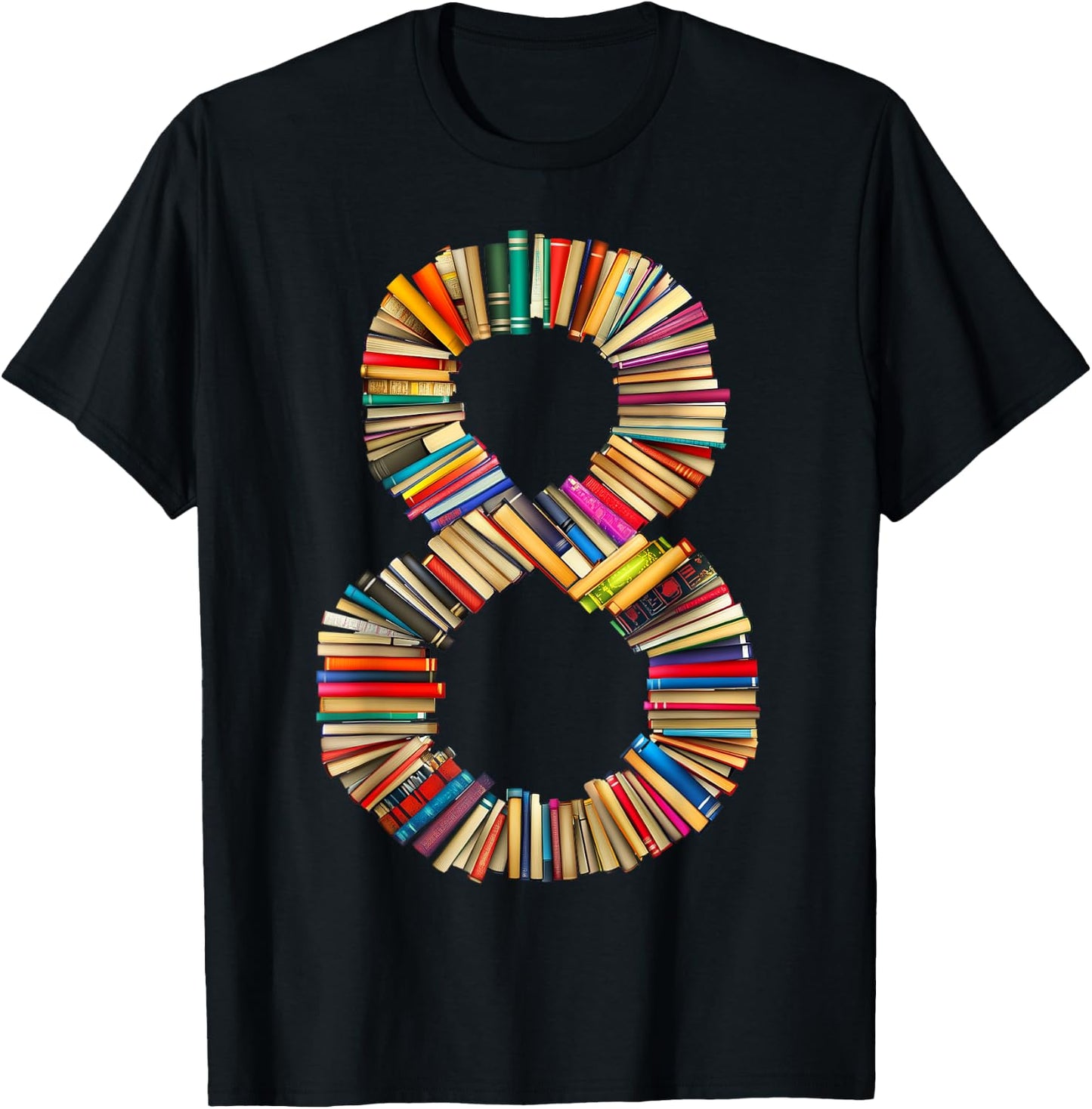 Fun 8th Birthday Books Themed 8 Years Old Boys Kids Girls T-Shirt - T-Shirt | Black