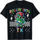 Rollin Into TK Dinosaur Skateboard Back to School Kid Funny T-Shirt - T-Shirt | Black