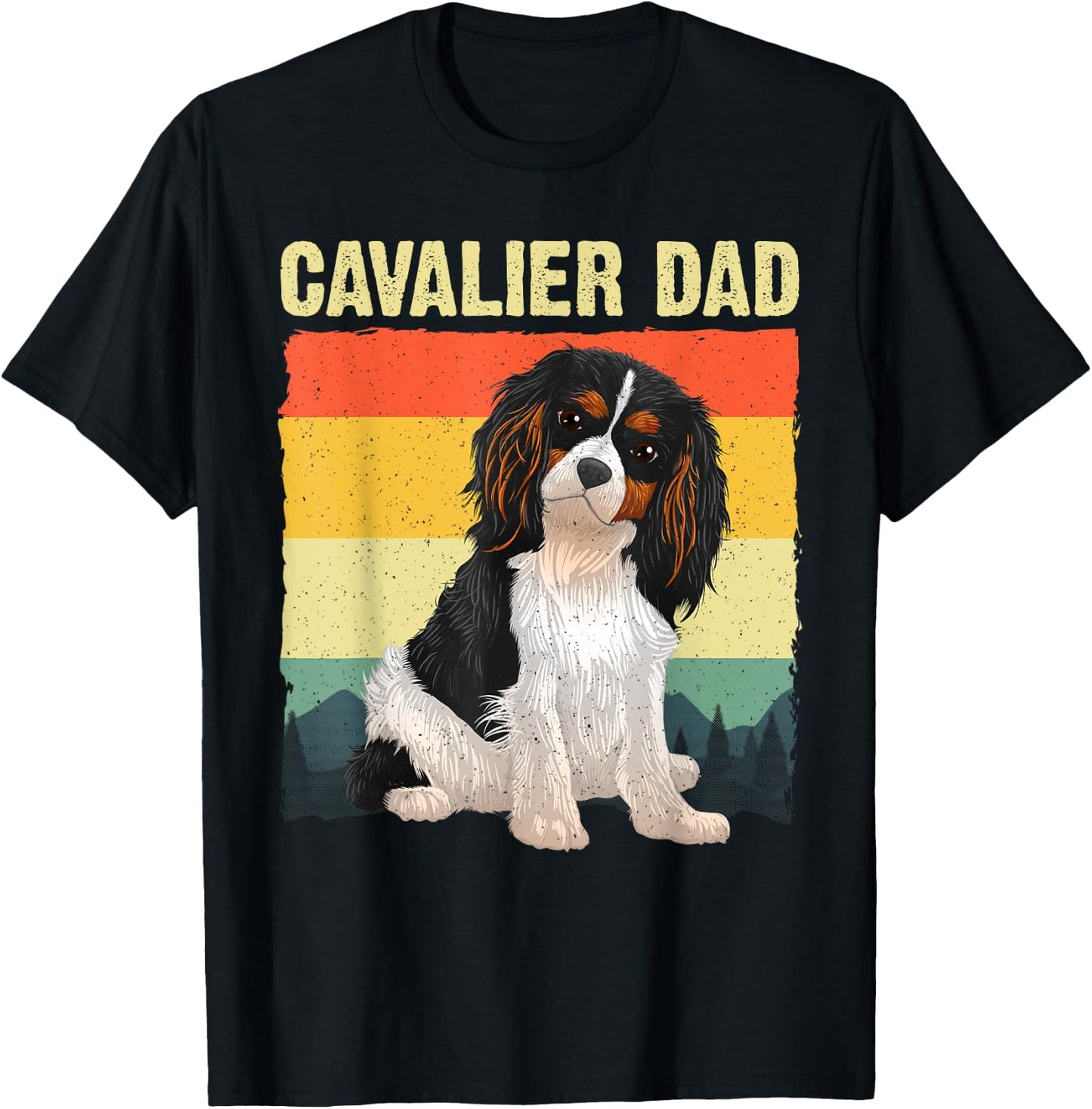 Cool Cavalier King Charles Art Dad Cavalier Spaniel T-Shirt - T-Shirt | Black