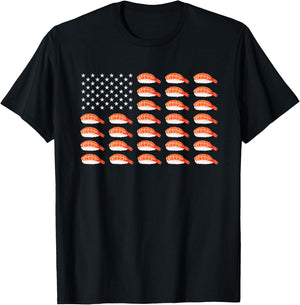 Sushi USA Flag Japanese Funny American Flag Kawaii Anime T-Shirt - T-Shirt | Black