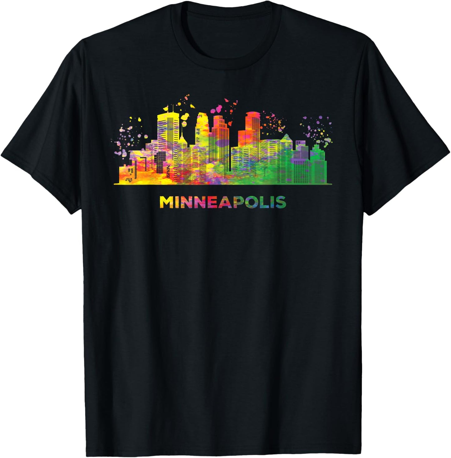 Minneapolitan Skyline Colorful Cityscape Minneapolis T-Shirt - T-Shirt | Black