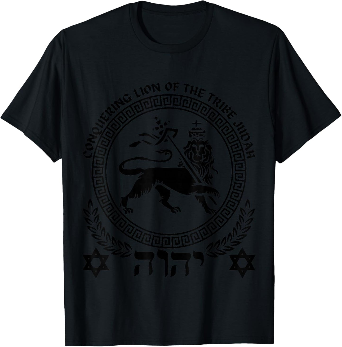 YHWH Conquering Lion of The Tribe Judah Yahweh Art T-Shirt - T-Shirt | Black