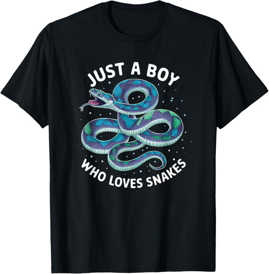 Just a Boy Who Loves Snakes T-Shirt - T-Shirt | Black
