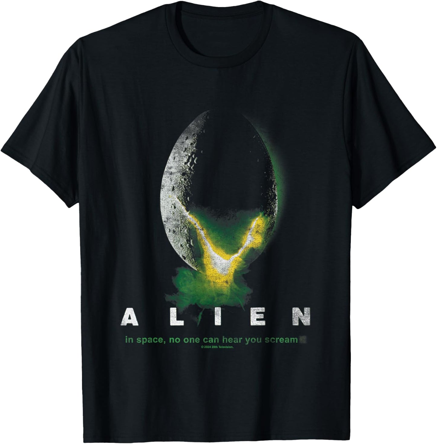 Aliens In Space No One Can Hear You Scream Distressed Logo T-Shirt - T-Shirt | Black