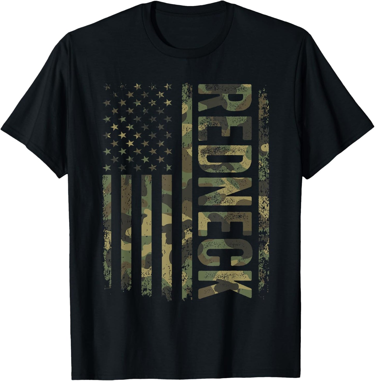 Redneck Army Camouflage American Flag Desert Camo T-Shirt - T-Shirt | Black