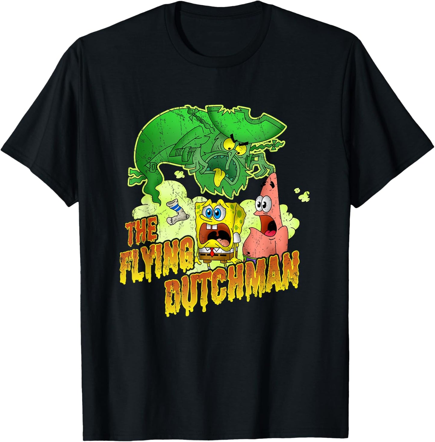 SpongeBob SquarePants The Flying Dutchman Distressed T-Shirt - T-Shirt | Black