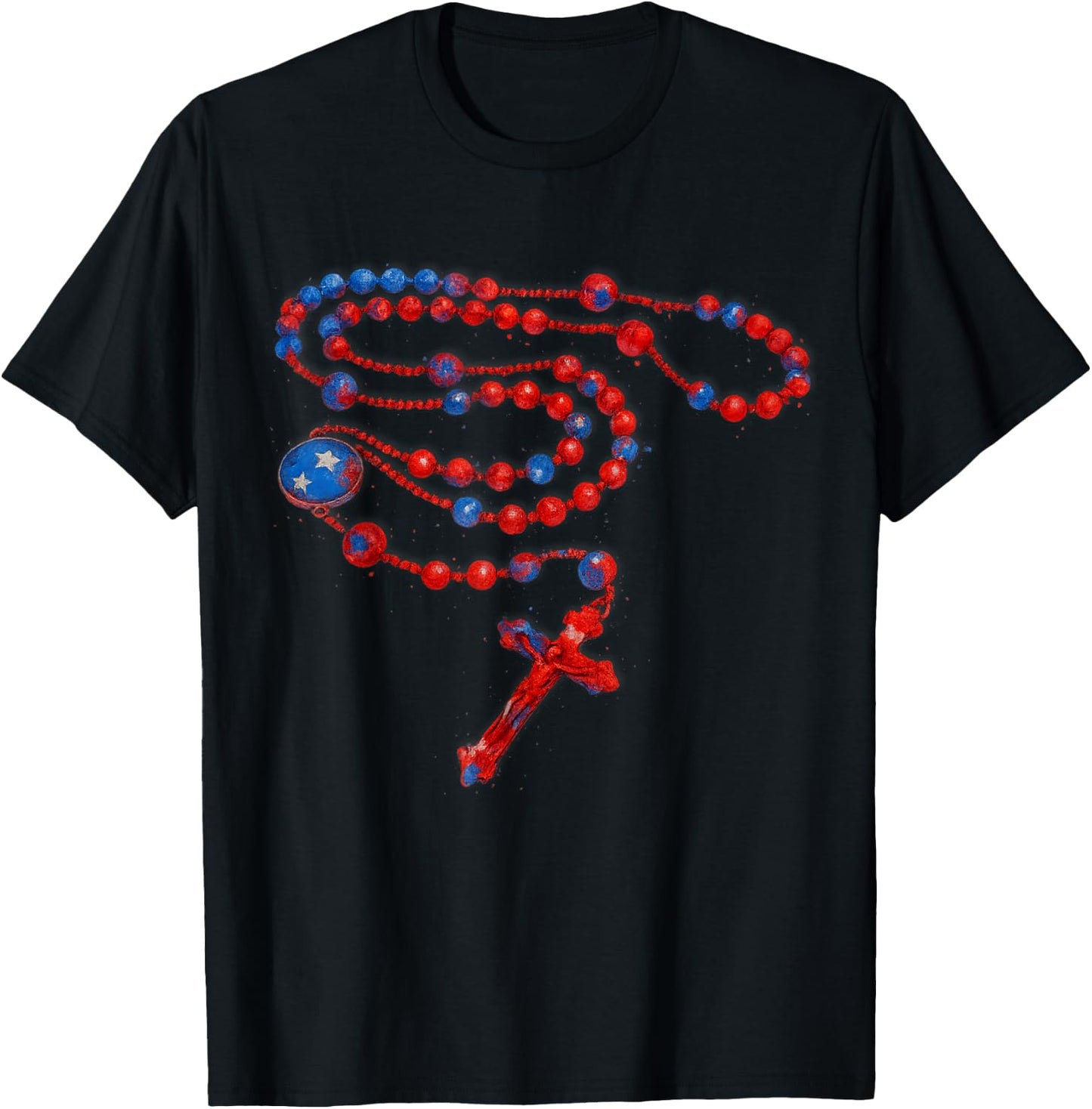 American Flag Rosary Catholic T-Shirt - T-Shirt | Black