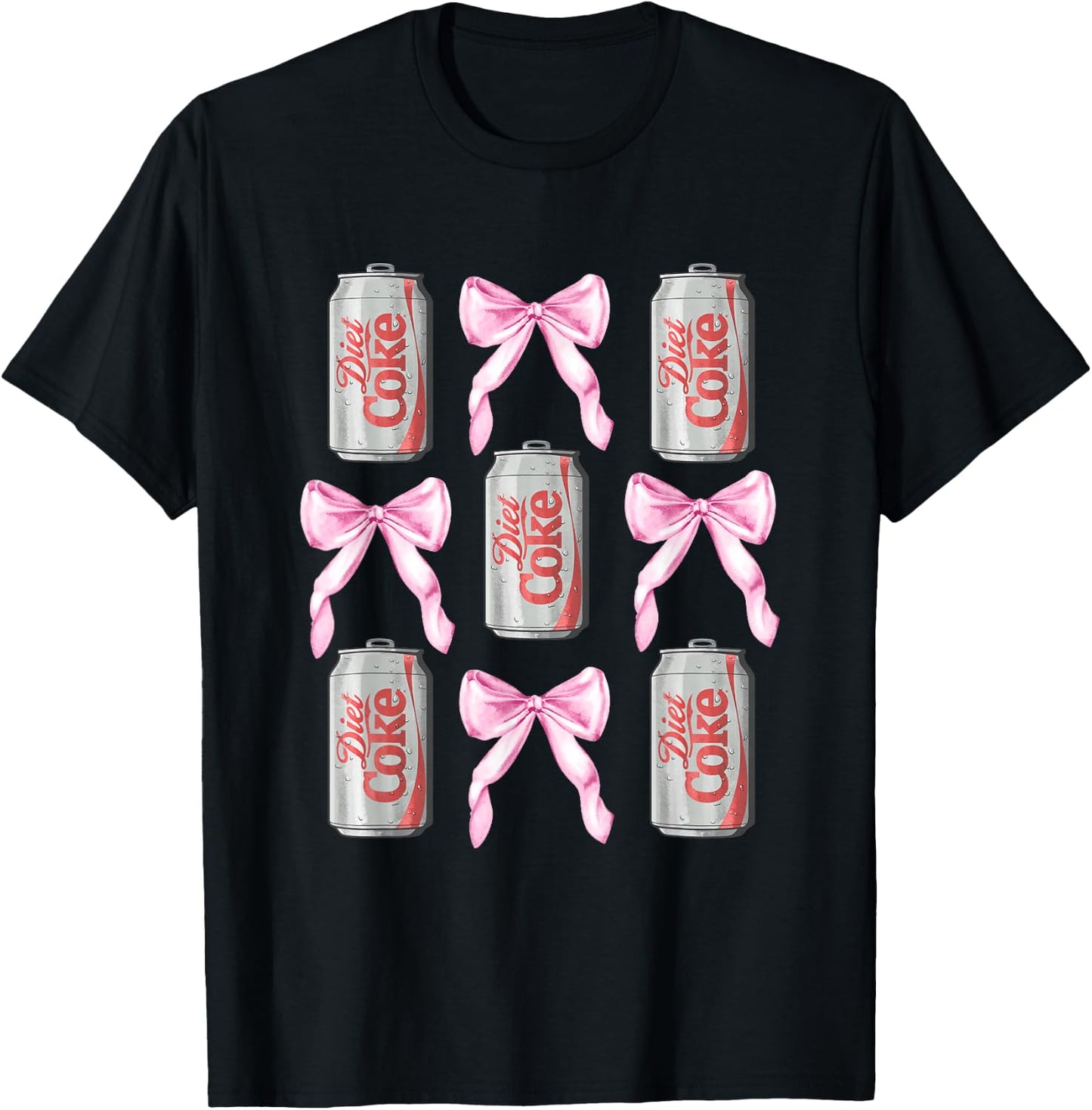 Coca-Cola Diet Coke & Pink Bows Collage Logo Vintage T-Shirt - T-Shirt | Black