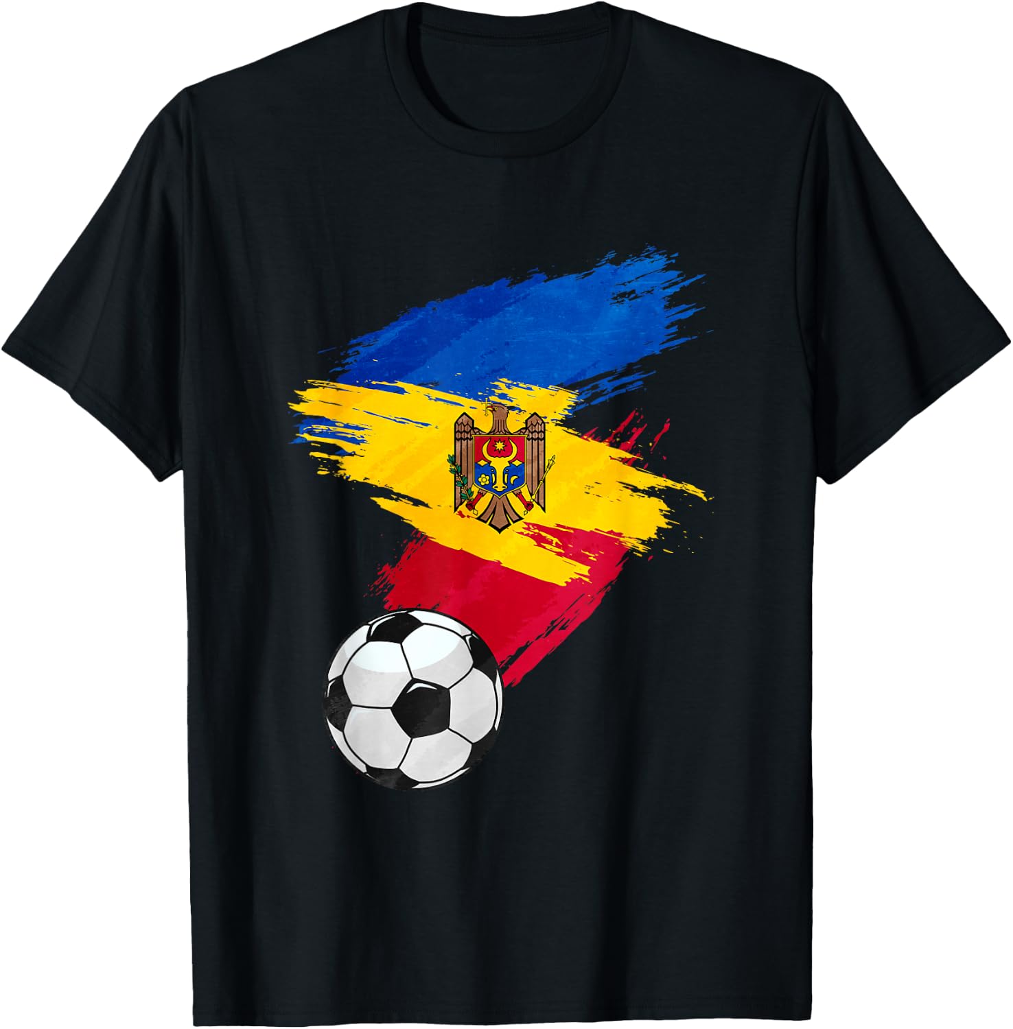 Moldova Soccer Football Flag T-Shirt - T-Shirt | Black