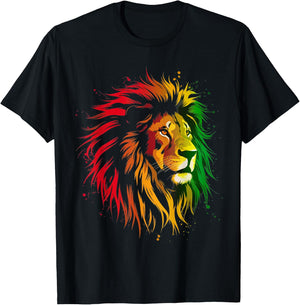 Jamaican Lion Jamaican Rasta Flag Lion Of Judah Reggae Music T-Shirt - T-Shirt | Black