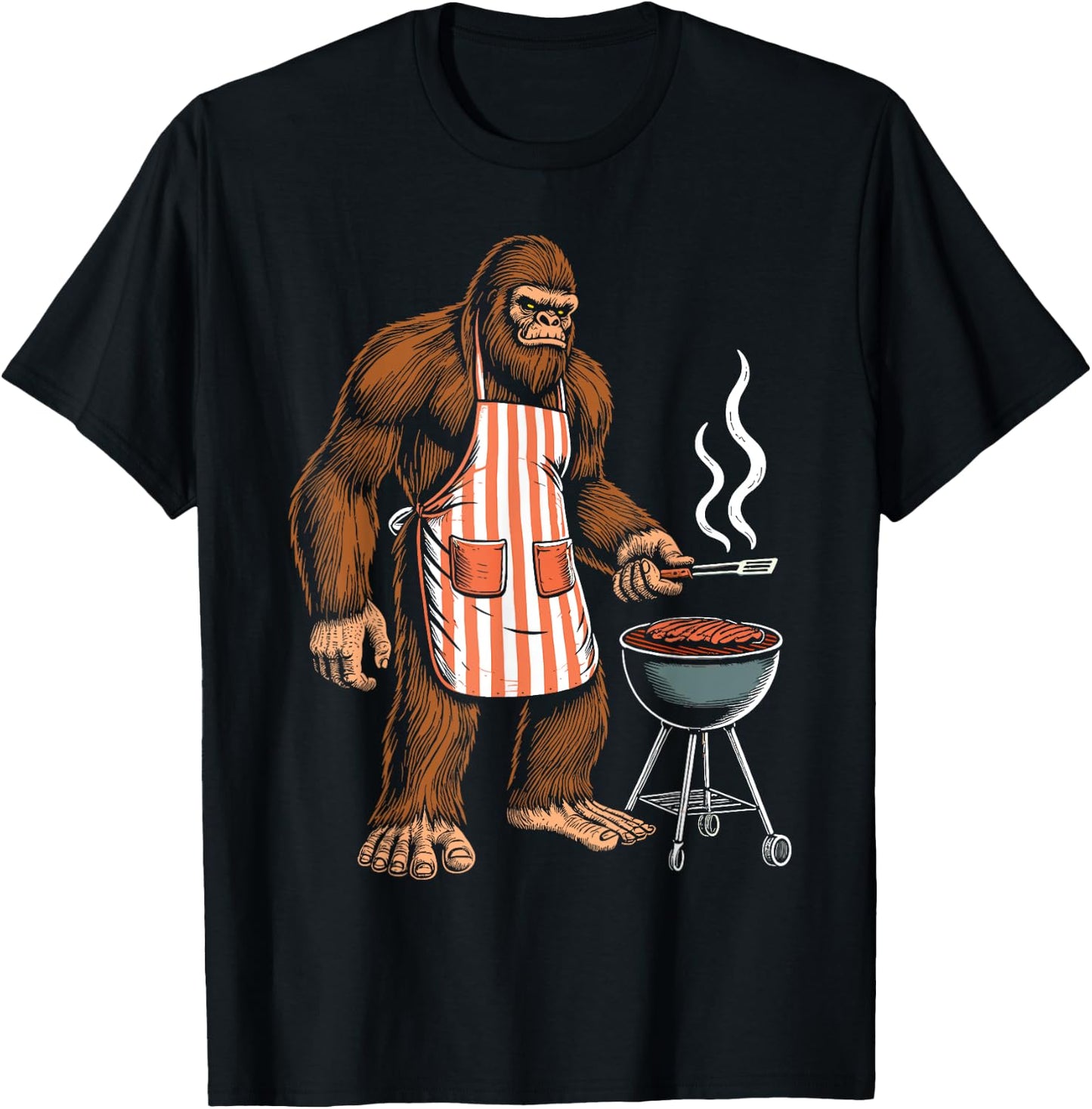 Bbq Men Funny Sasquatch Barbeque Bigfoot Bbq T-Shirt - T-Shirt | Black