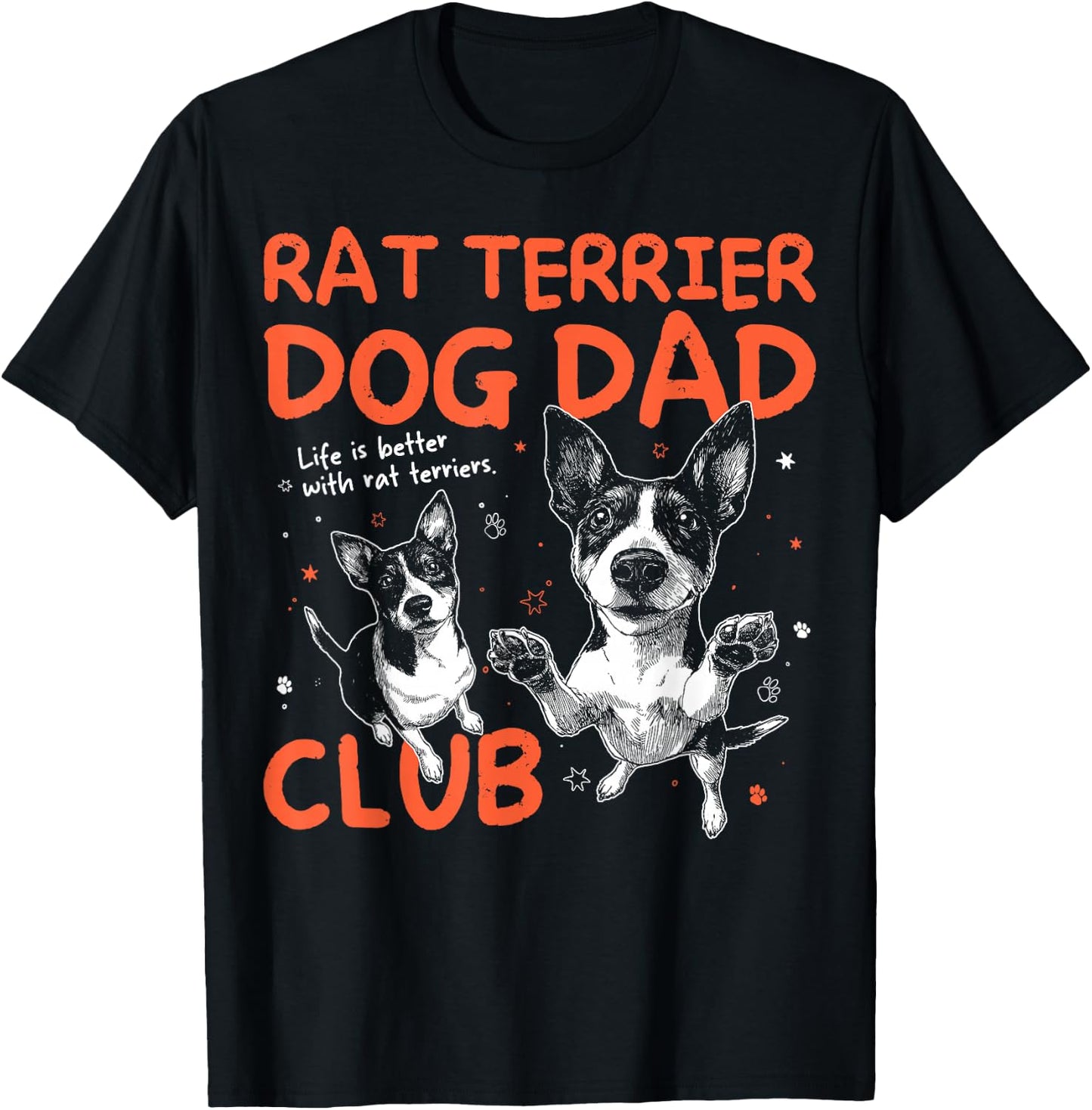 Rat Terrier Dog Dad Club Men Father's Day T-Shirt - T-Shirt | Black