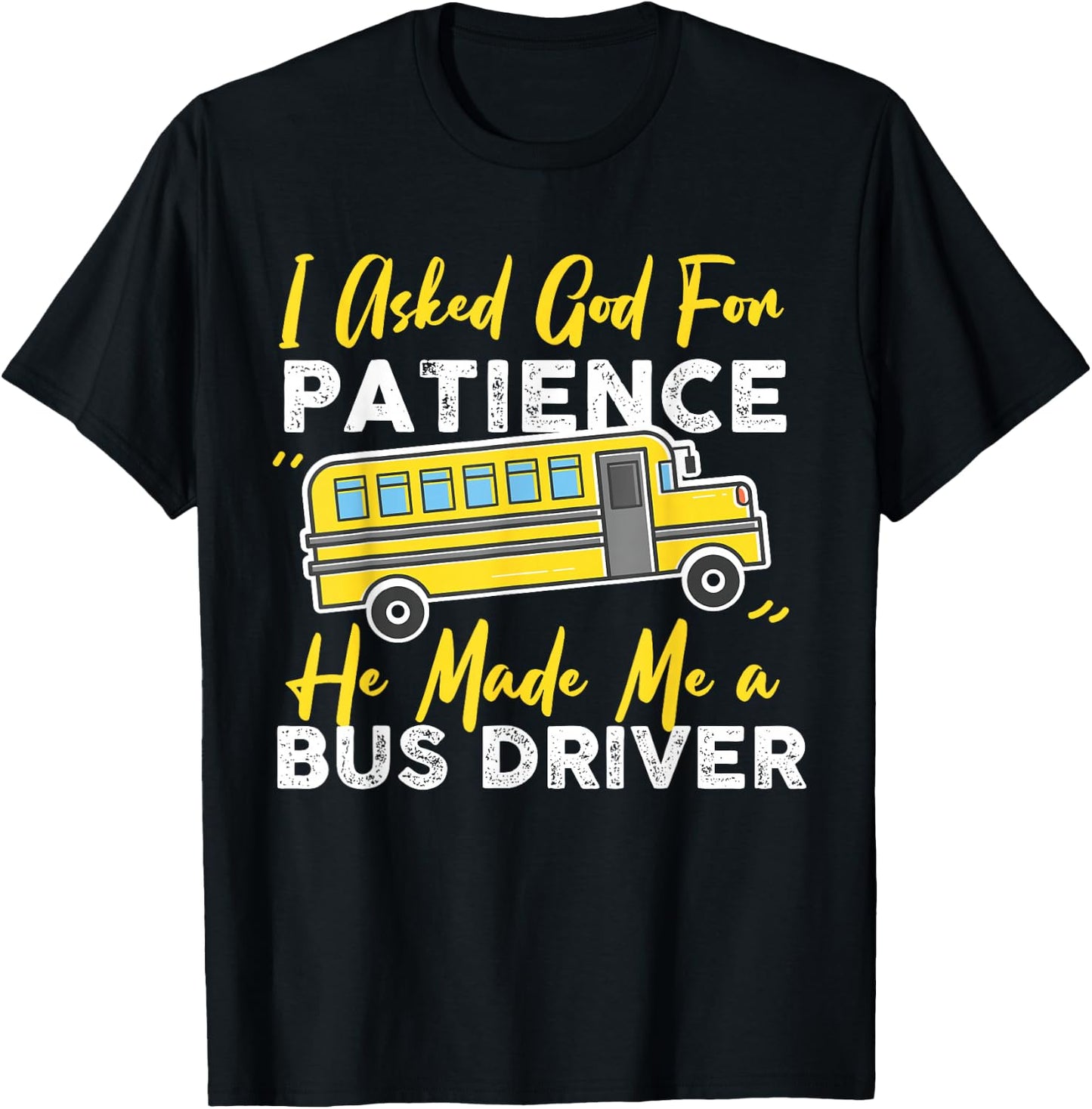 Funny School Bus Driver Christian Design with God T-Shirt - T-Shirt | Black
