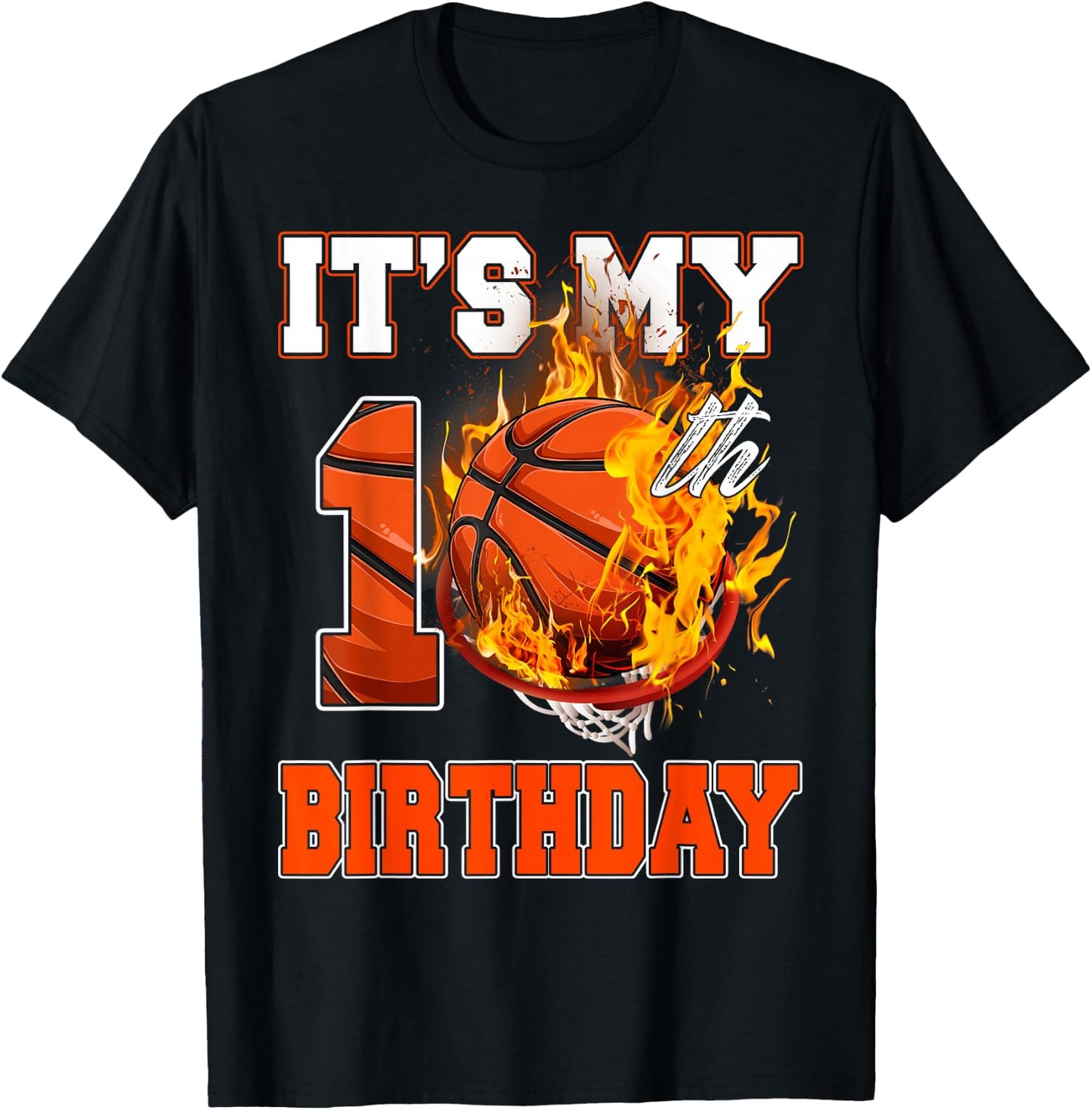 Funny It's My 10th Birthday 10 Years Old Basketball Ball Boy T-Shirt - T-Shirt | Black