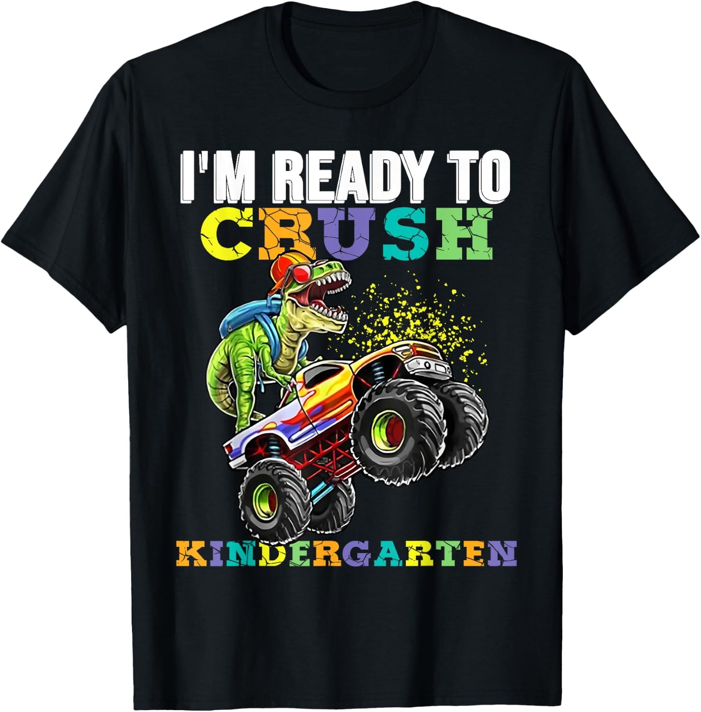 Back To School I'm Ready To Crush Kindergarten Boy Dinosaur T-Shirt - T-Shirt | Black