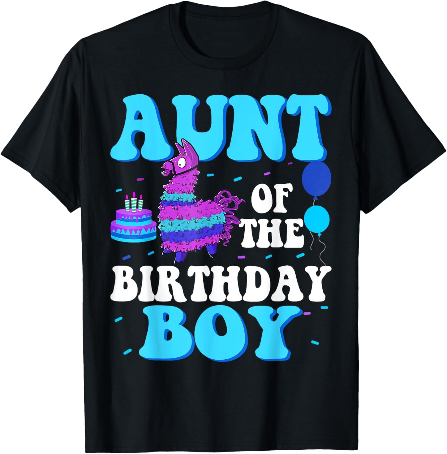 Aunt Of The Birthday Boy Llama Mom And Dad Family Party T-Shirt - T-Shirt | Black