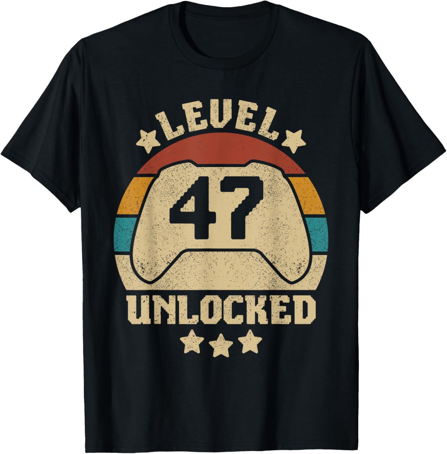 Level 47 Unlocked 47 Year Old Men Women Outfit 47th Birthday T-Shirt - T-Shirt | Black