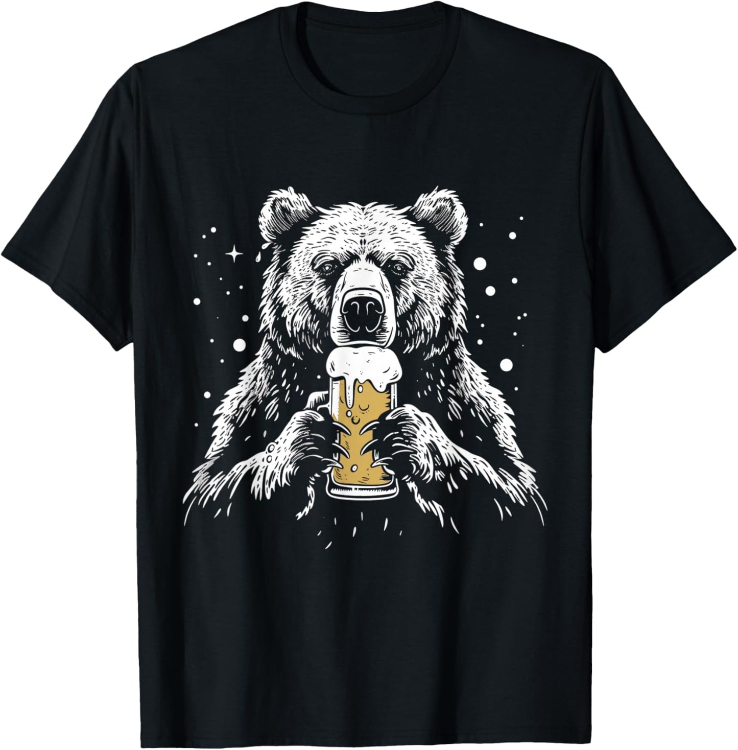 Bear Drinking Beer Funny Grizzly Bear Camping Party T-Shirt - T-Shirt | Black