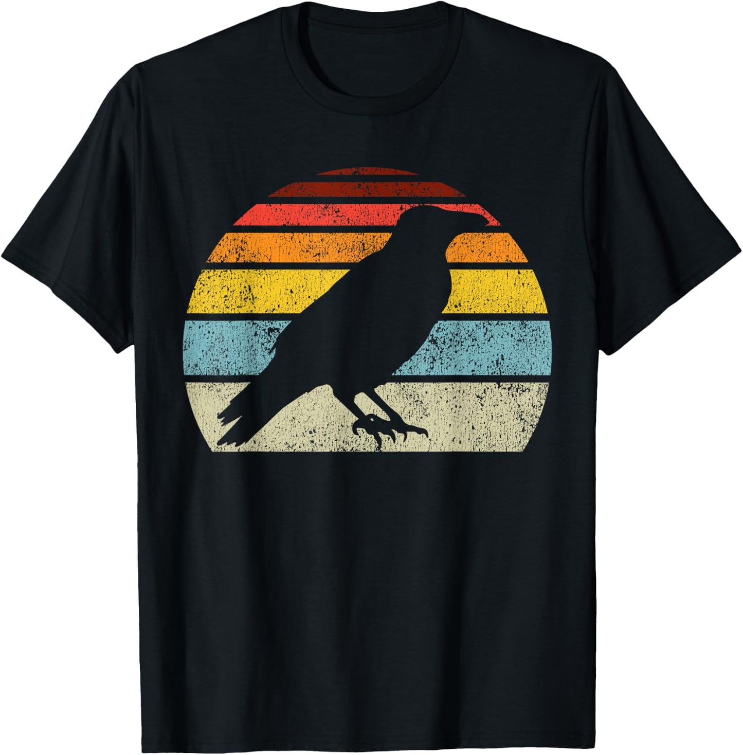 Crow Vintage Raven Gothic Retro Bird Lover Gifts Women Men T-Shirt - T-Shirt | Black