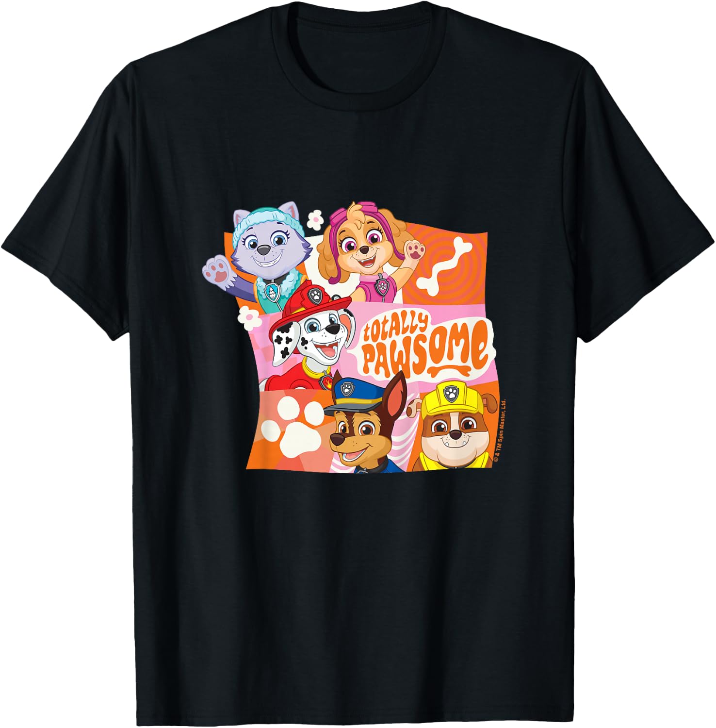 Kids PAW Patrol Totally Pawsome Character Panels Group Shot T-Shirt - T-Shirt | Black