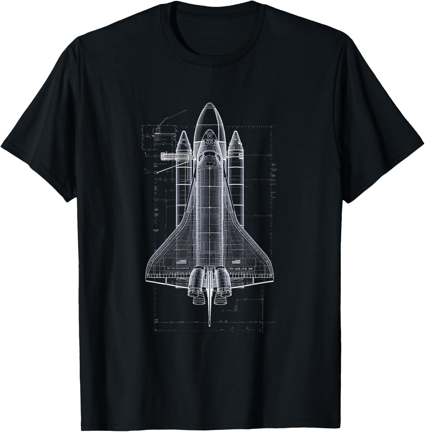 Space Shuttle Blueprint T-Shirt - T-Shirt | Black