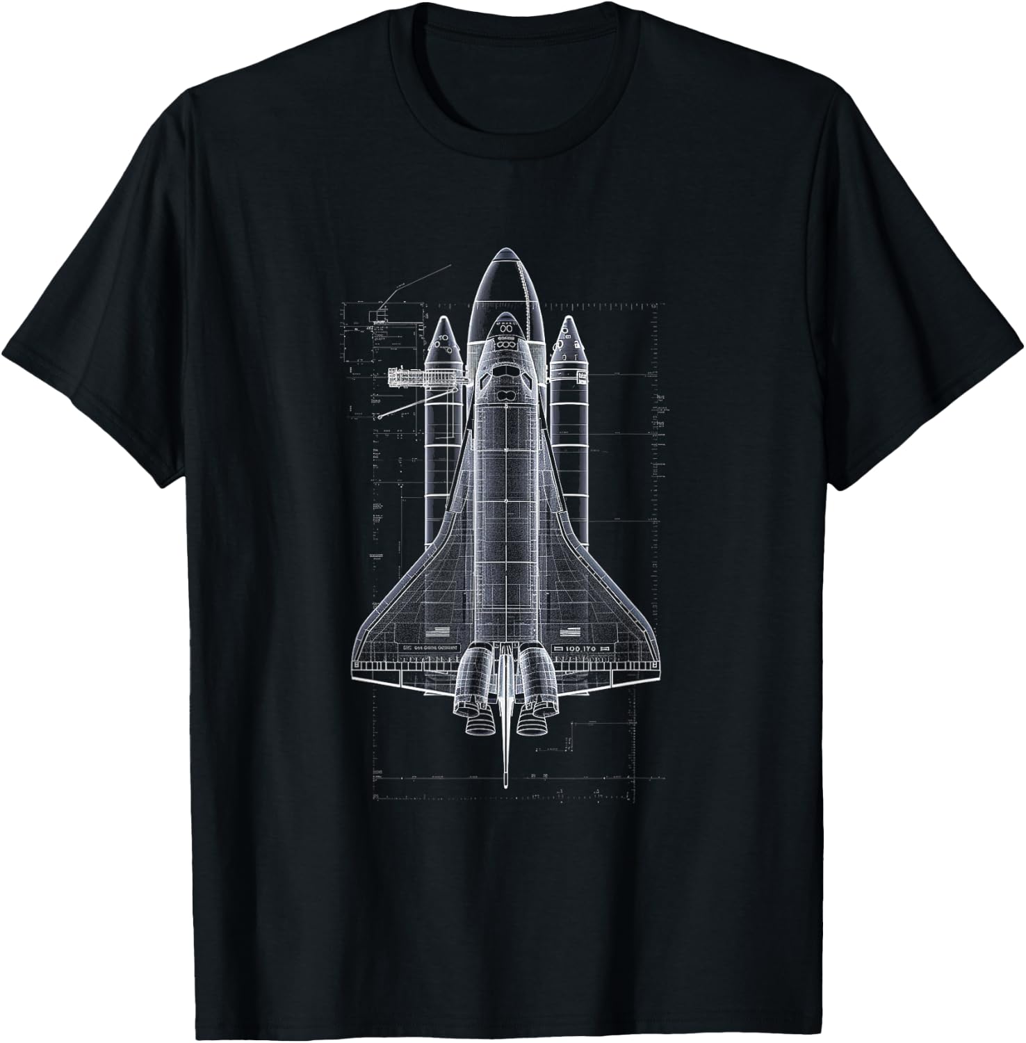 Space Shuttle Blueprint T-Shirt - T-Shirt | Black